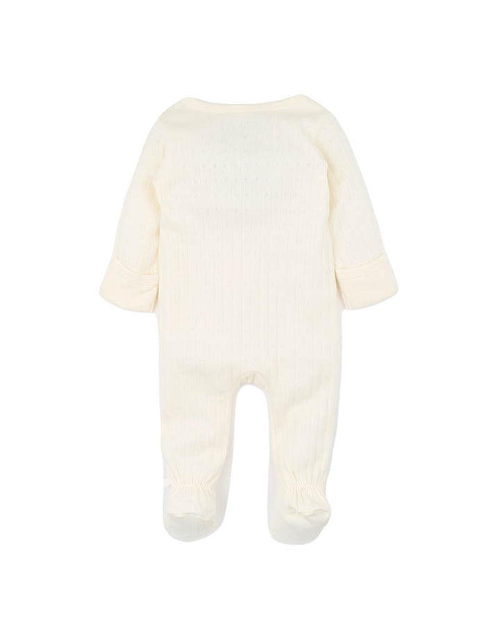Minihaha Long Sleeve Pointelle Zipsuit - Milk