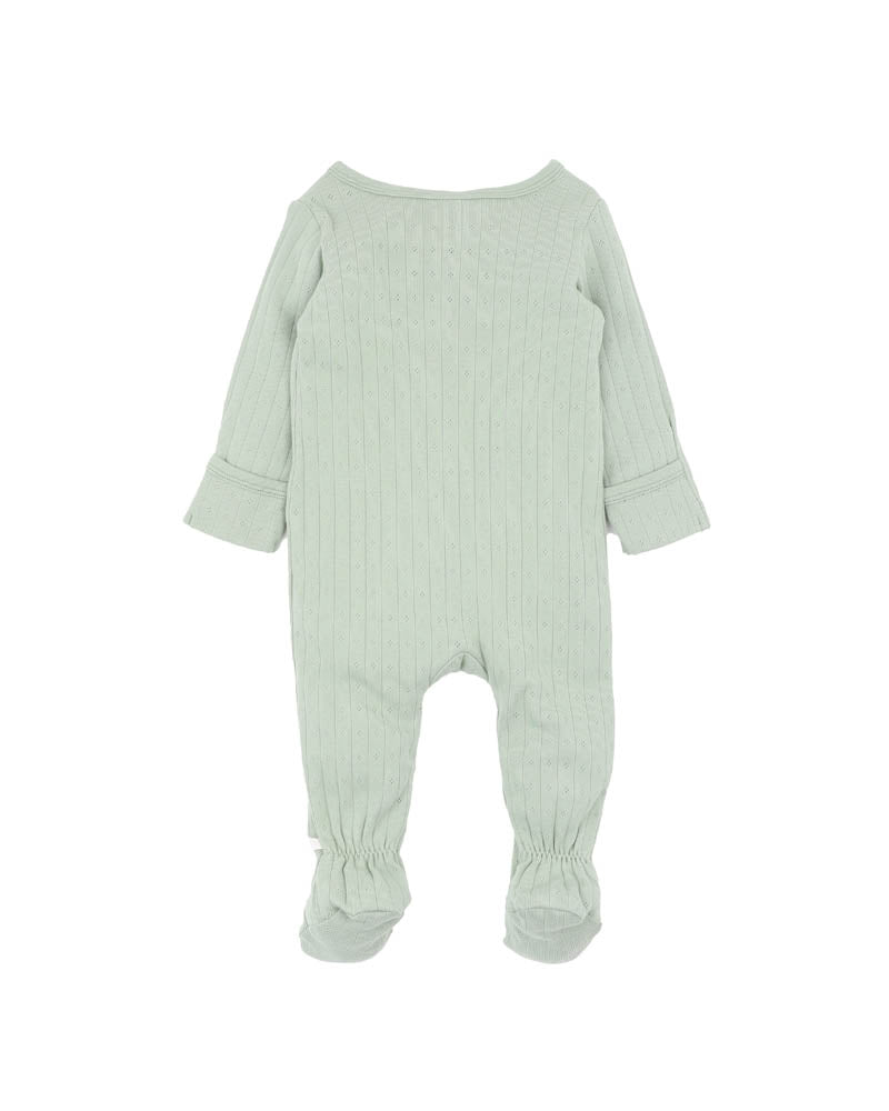 Minihaha Long Sleeve Pointelle Zipsuit - Sage