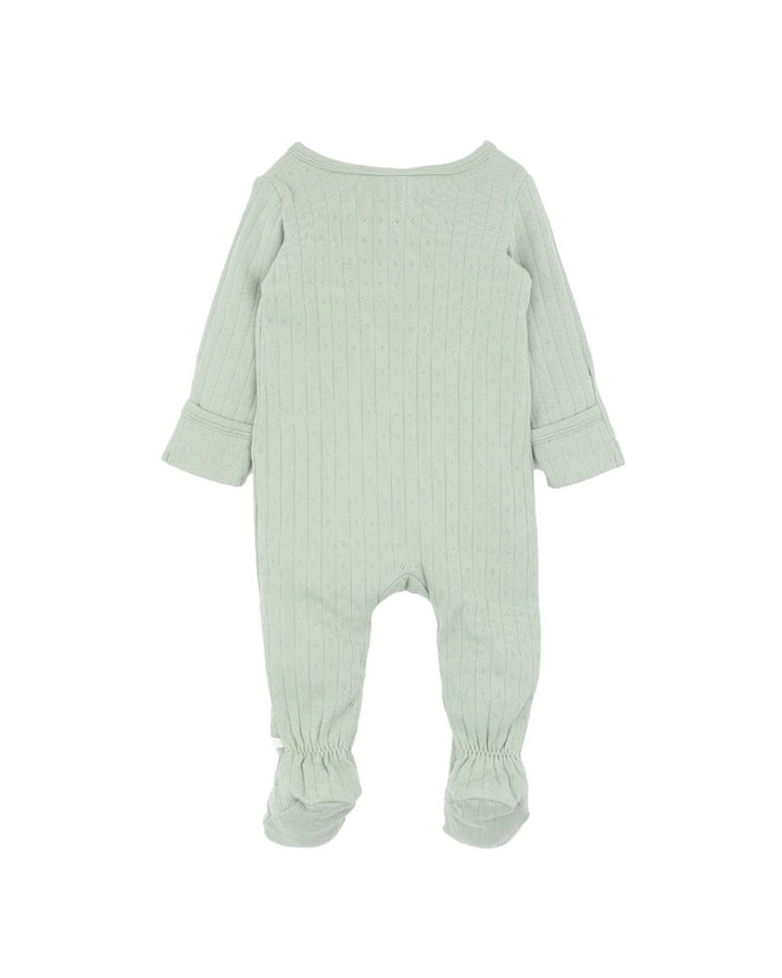 Minihaha Long Sleeve Pointelle Zipsuit - Sage