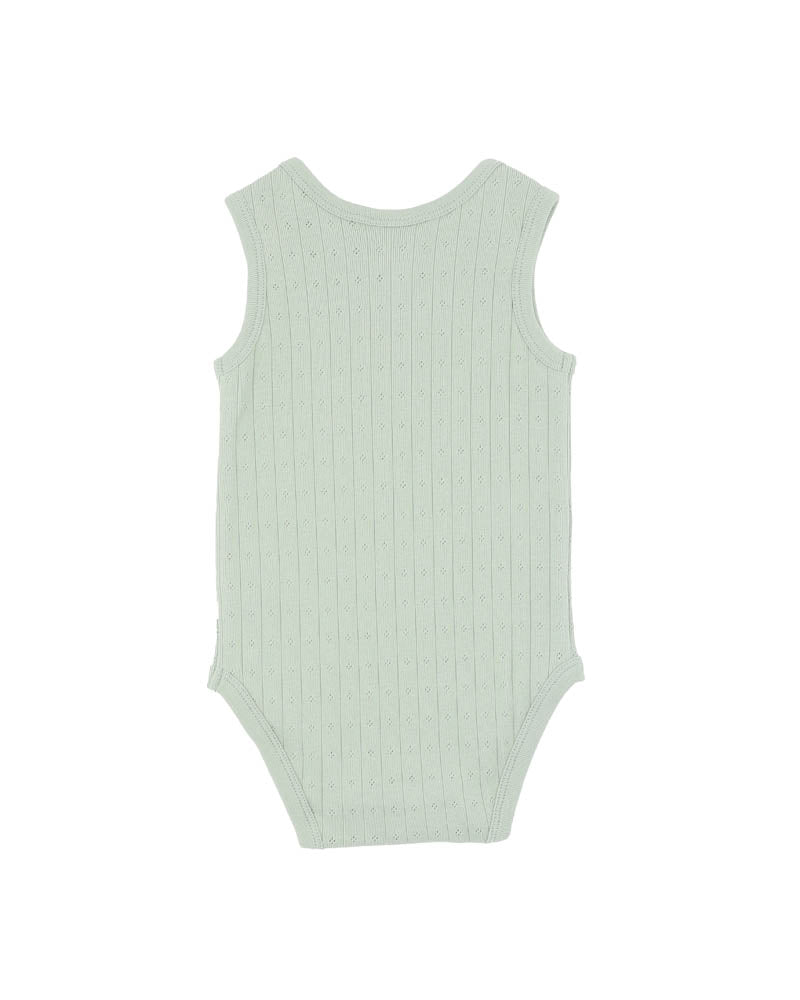 Minihaha Envelope Neck Pointelle Bodysuit - Sage