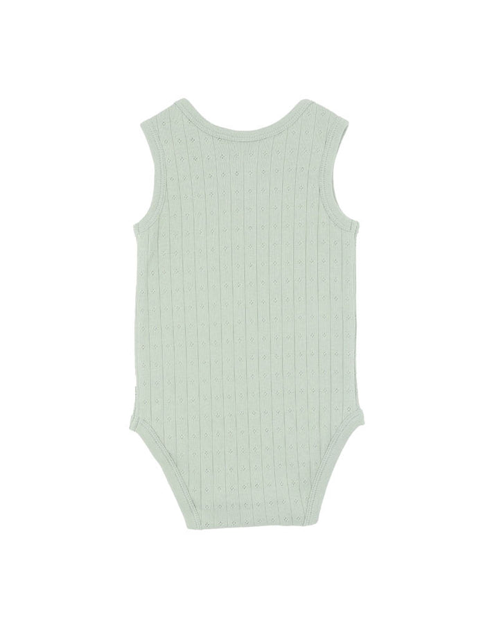 Minihaha Envelope Neck Pointelle Bodysuit - Sage