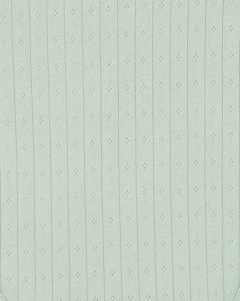 Minihaha Envelope Neck Pointelle Bodysuit - Sage