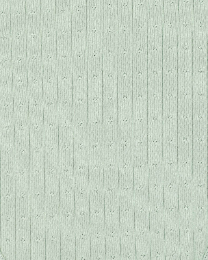 Minihaha Envelope Neck Pointelle Bodysuit - Sage