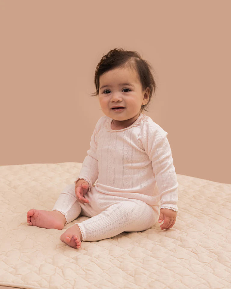 Minihaha Pointelle Organic Long Sleeve Tee - Pink