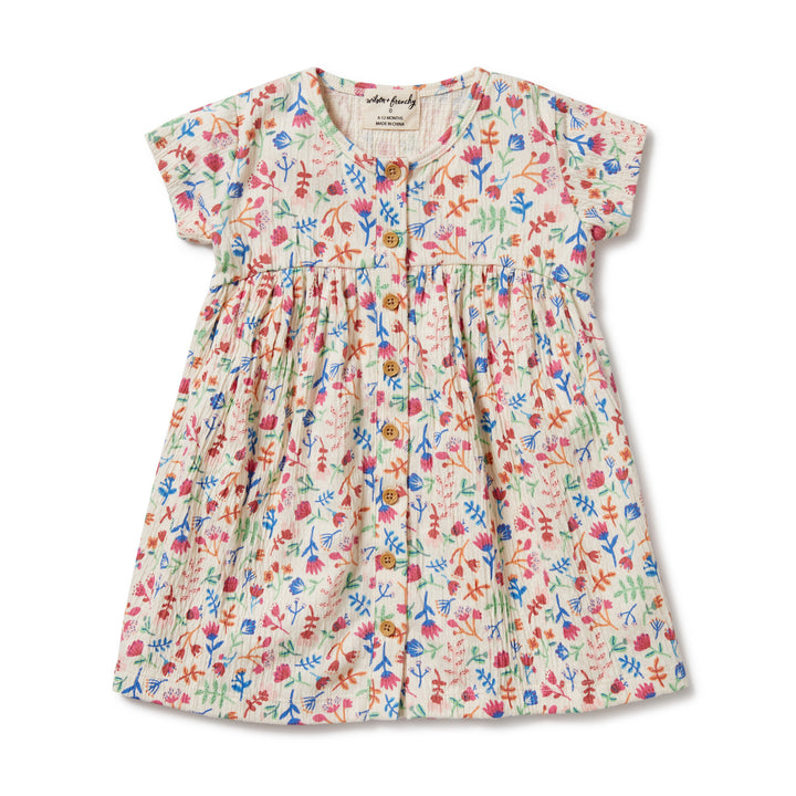 Wilson and Frenchy Crinkle Button Dress - Tropical Garden