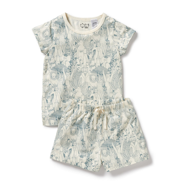 Wilson and Frenchy Short Sleeve Organic Pyjamas - Hello Friends