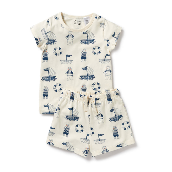 Wilson and Frenchy Short Sleeve Organic Pyjamas - Nautical Bear