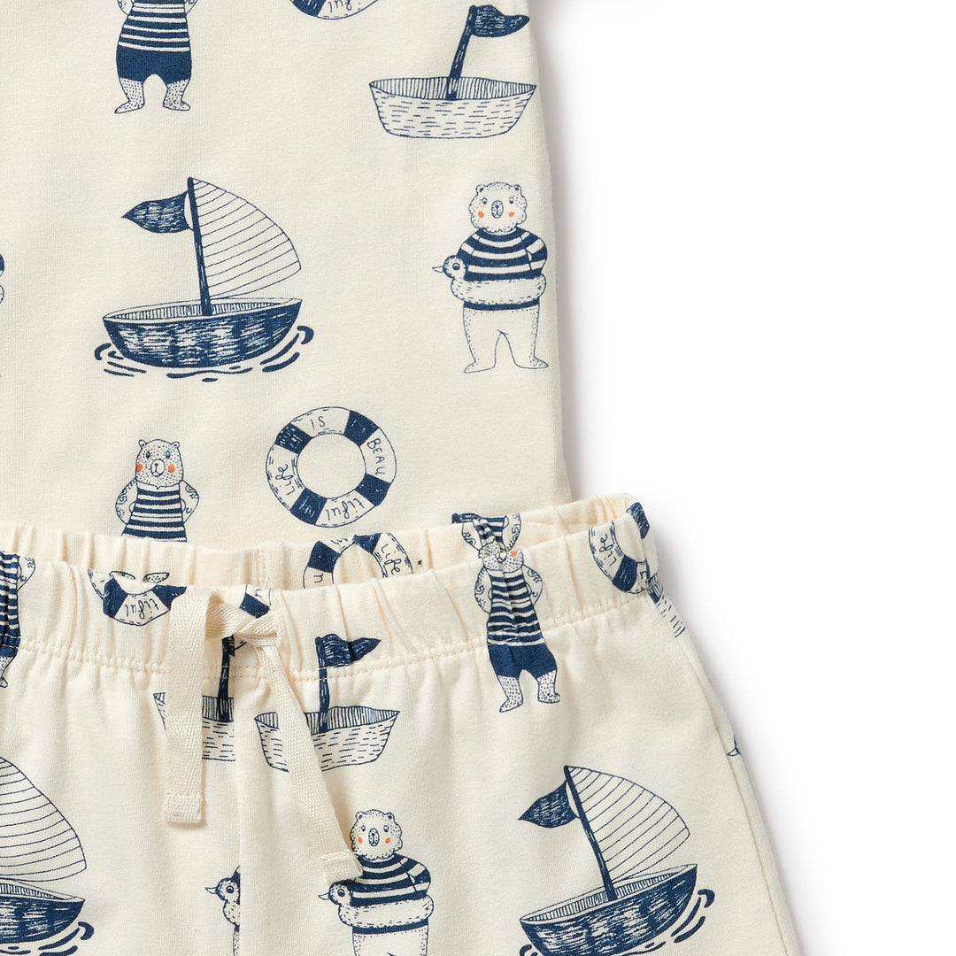 Wilson and Frenchy Short Sleeve Organic Pyjamas - Nautical Bear