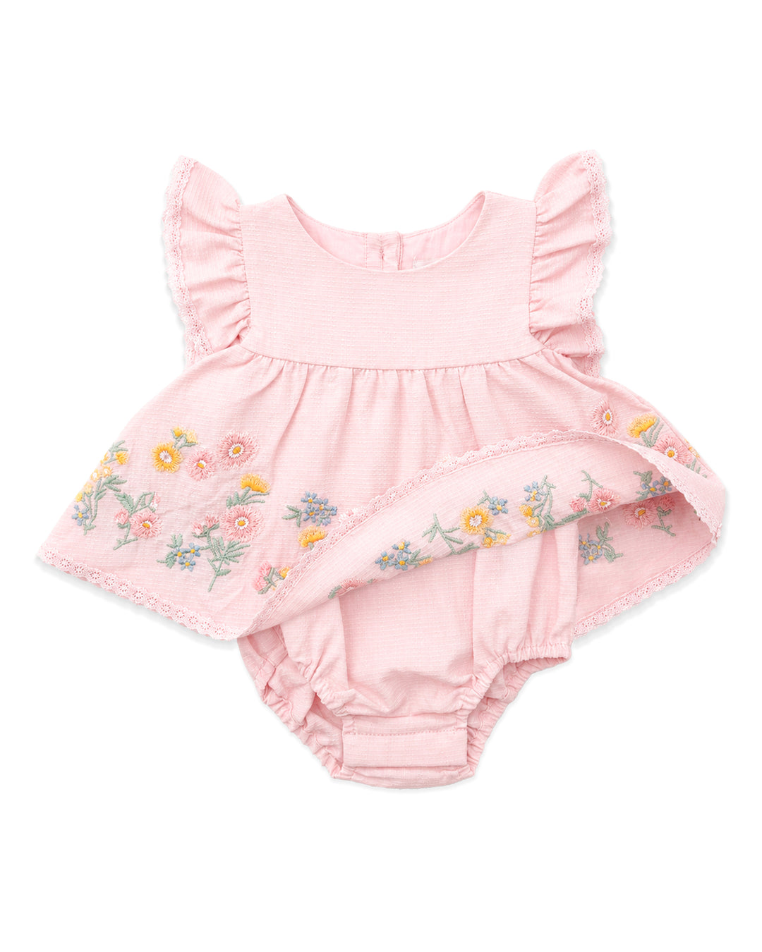Bébé by Minihaha Pia Embroidered Overlay Bodysuit - Petal Pink