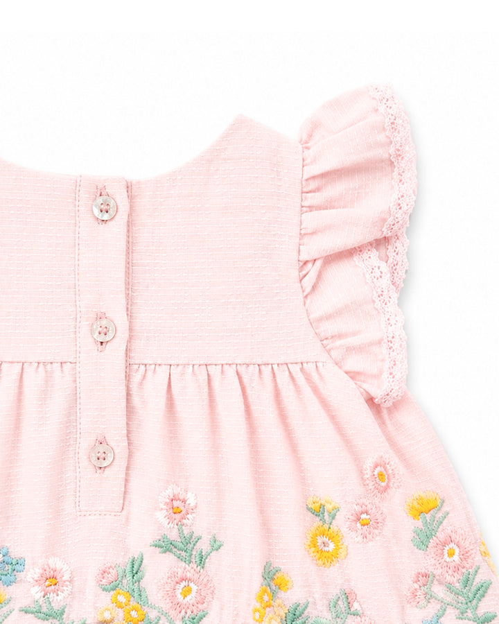 Bébé by Minihaha Pia Embroidered Overlay Bodysuit - Petal Pink