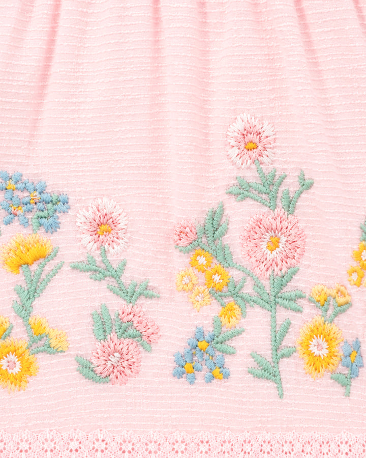 Bébé by Minihaha Pia Embroidered Overlay Bodysuit - Petal Pink