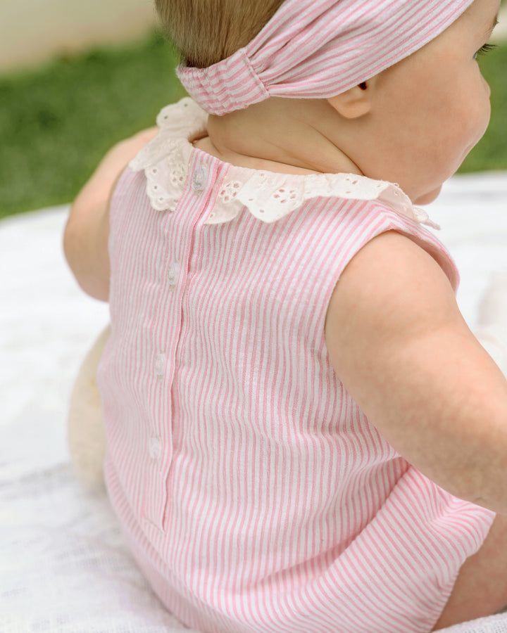 Bébé by Minihaha Willa Stripe Collar Bodysuit - Musk Pink Stripe