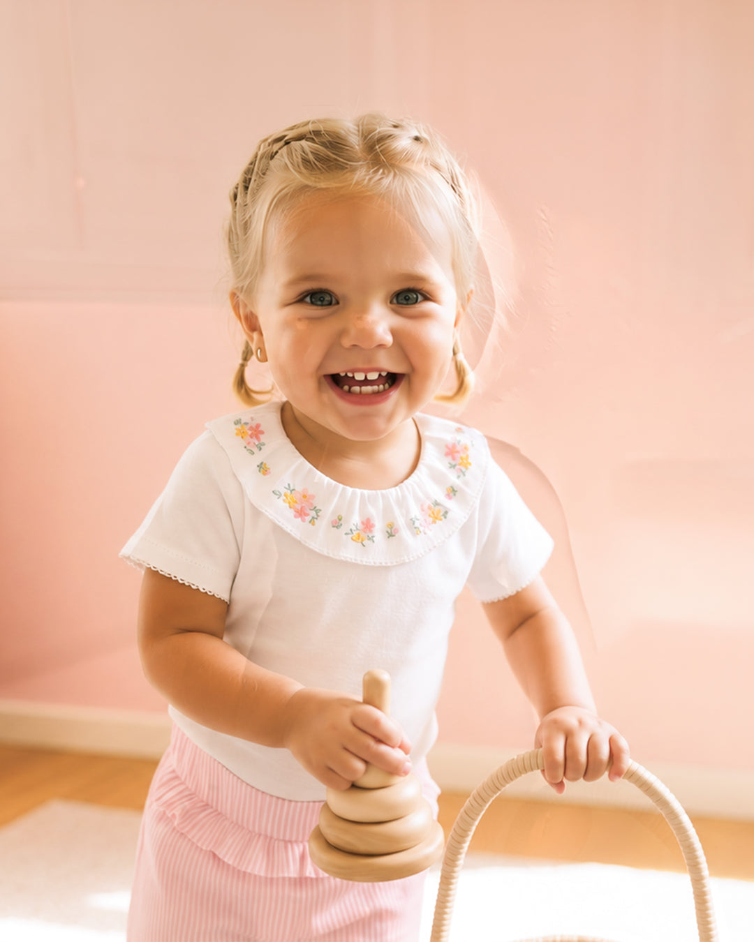 Bébé by Minihaha Willa Embroidered Collar Bodysuit - Cloud