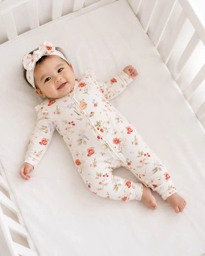 Bébé by Minihaha Poppy Organic Long Sleeved Zipsuit - Poppy Print