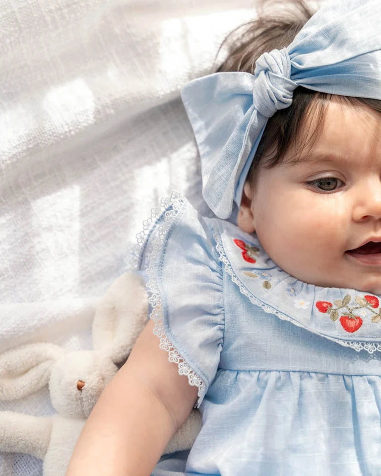 Bébé by Minihaha Poppy Embroidered Overlay Bodysuit - Bluebell