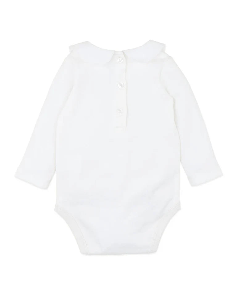 Minihaha Gemma Embroidered Collar Bodysuit - Cloud