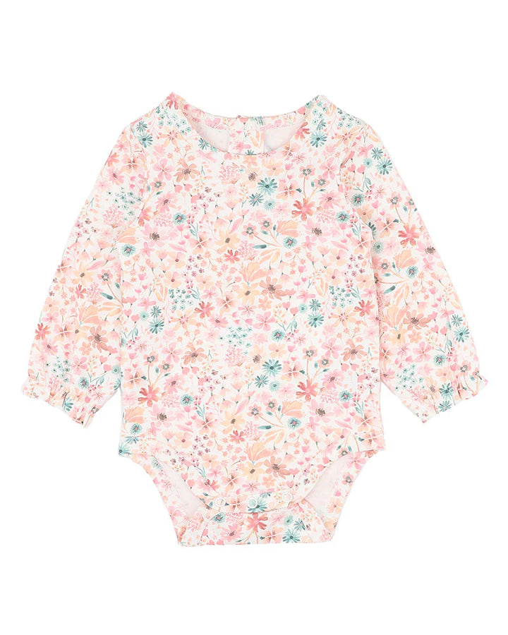 Bébé by Minihaha Fern Floral Organic Long Sleeve Bodysuit - Multi