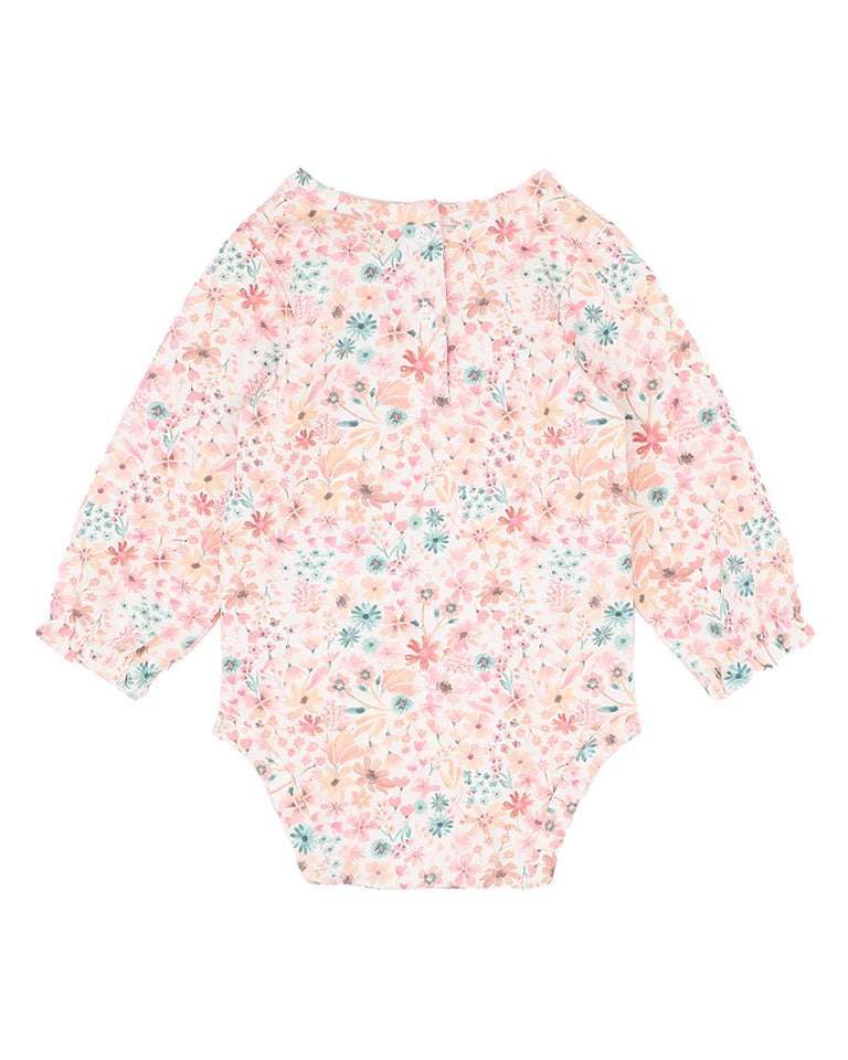 Bébé by Minihaha Fern Floral Organic Long Sleeve Bodysuit - Multi