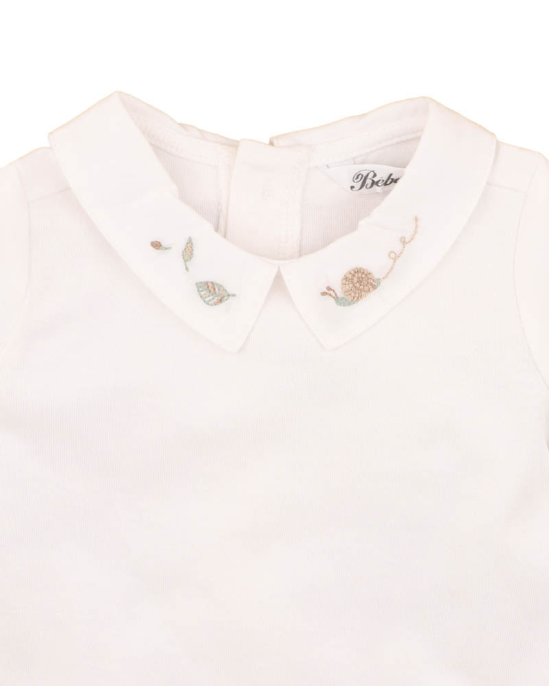 Bébé by Minihaha Evan Embroidered Collar Bodysuit - Cloud