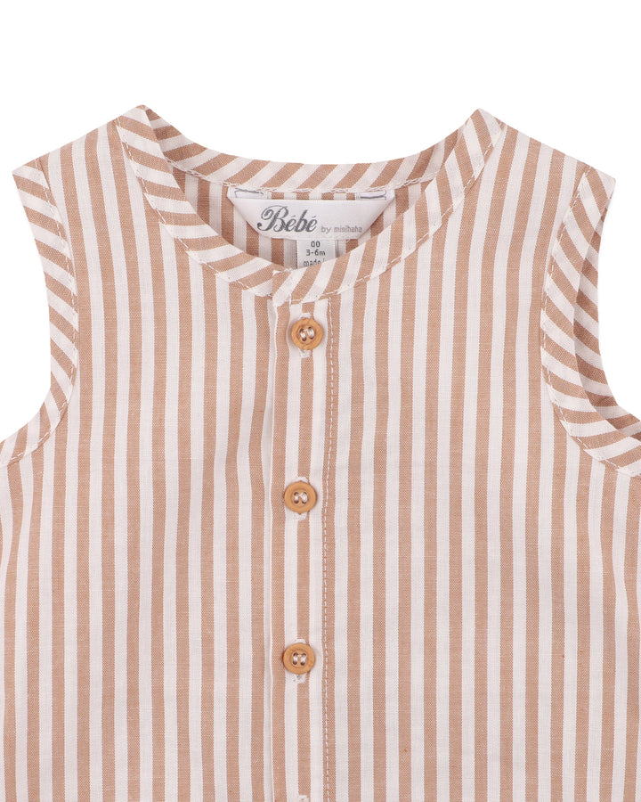 Bébé by Minihaha Brady Romper - Caramel Stripe