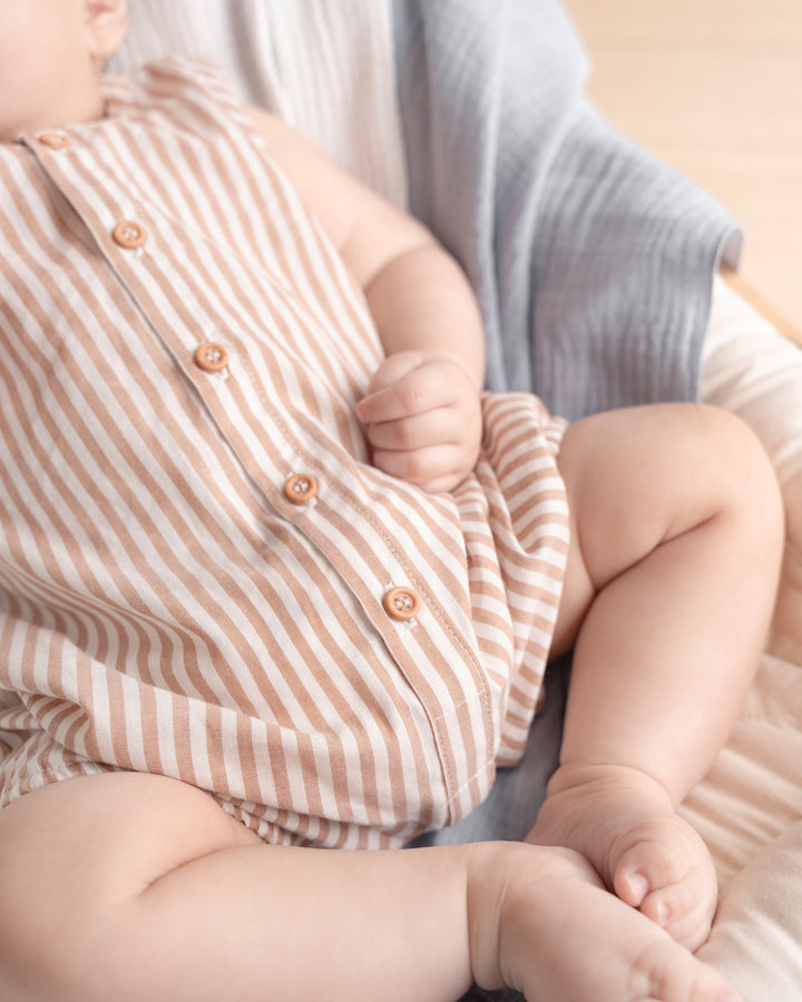 Bébé by Minihaha Brady Romper - Caramel Stripe
