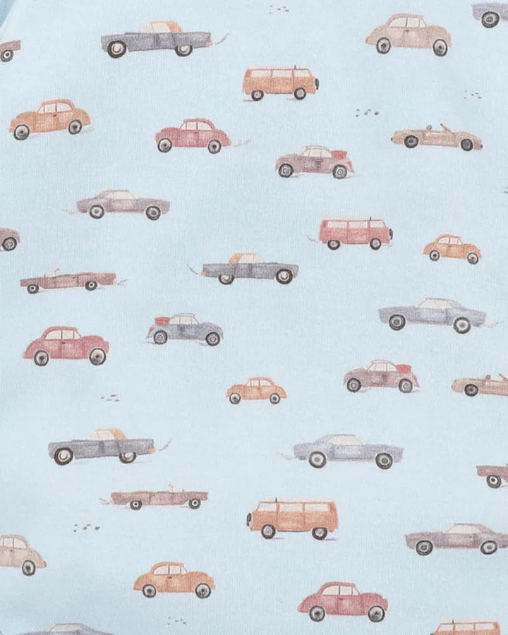 Minihaha Alvin Car Organic Long Sleeve Bodysuit - Blue