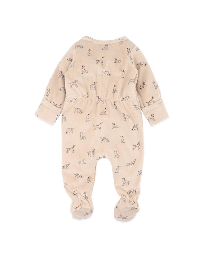 Bébé by Minihaha Otto Velour Zip Onesie - Biscuit