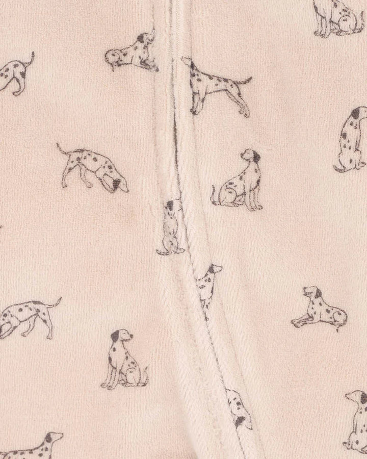 Bébé by Minihaha Otto Velour Zip Onesie - Biscuit