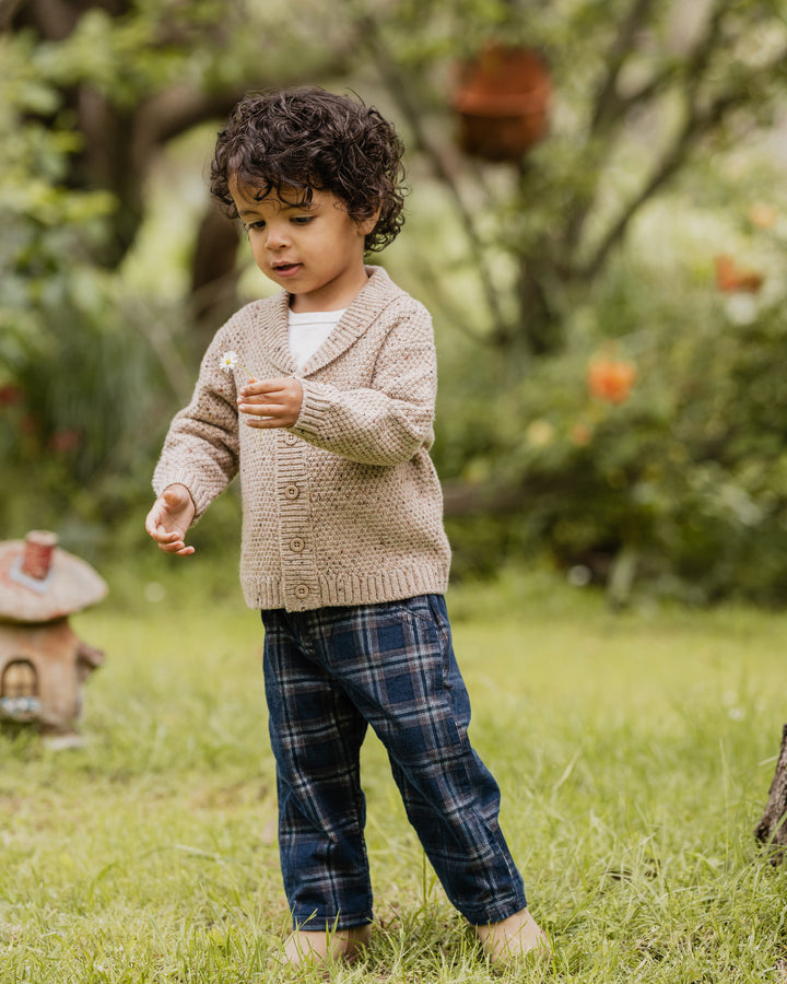 Minihaha Jake Check Cord Pull On Pants - Navy Check