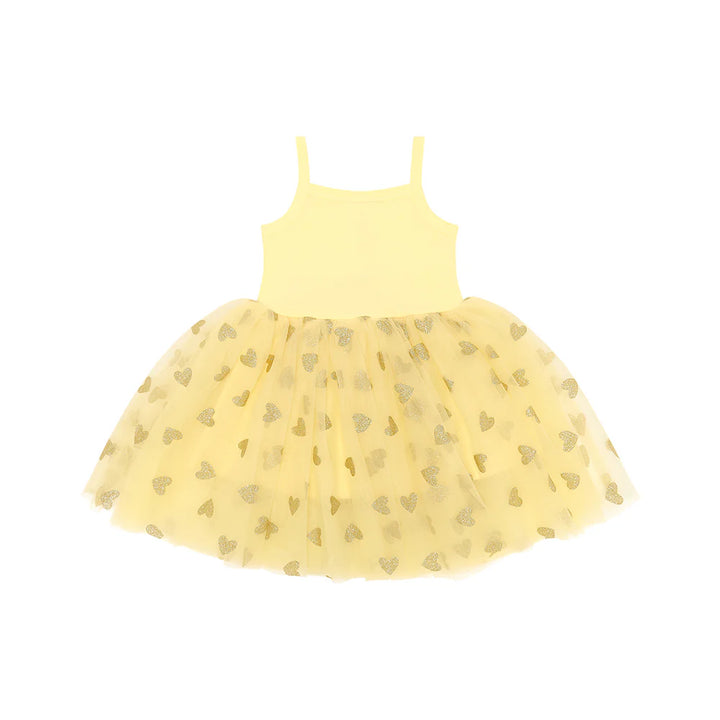 Bob &amp; Blossom Tutu Dress - Lemon &amp; Gold Glitter Heart