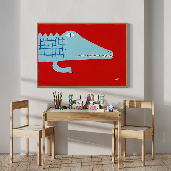 Nancy McKie Blue Crocodile Print - A3