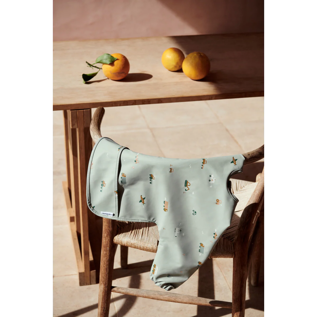 Liewood Merle Cape Bib - Vehicles / Dove Blue Mix