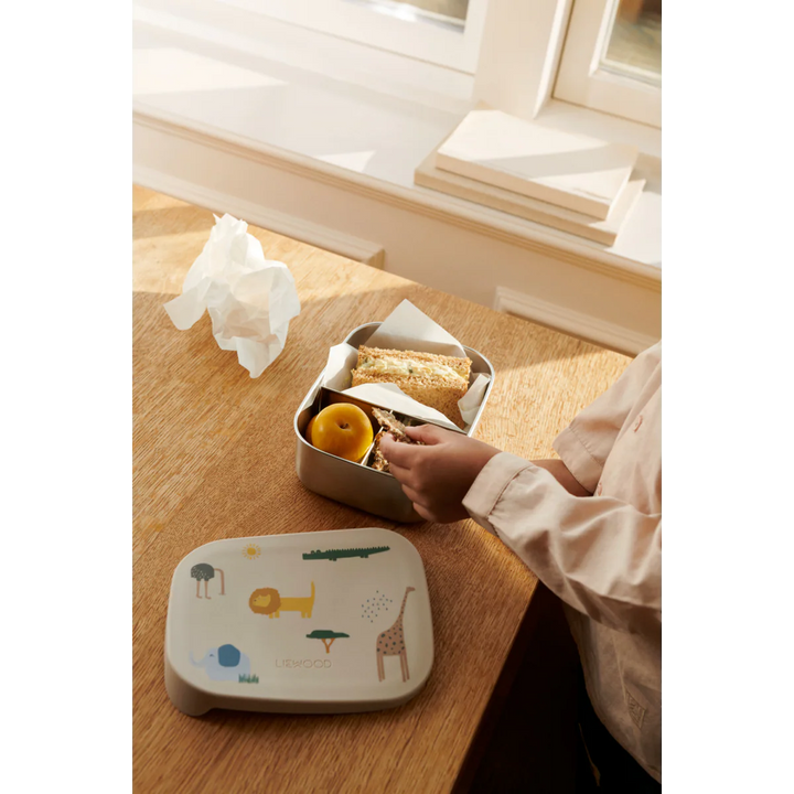 Liewood Arthur Printed Lunchbox - Safari Sandy Mix