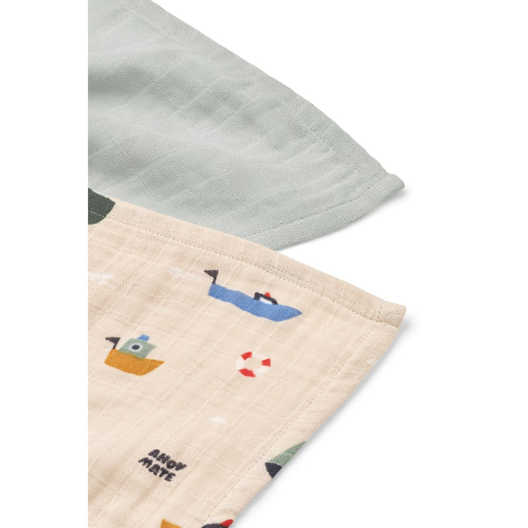 Liewood Lewis Muslin Cloth 2 Pack - Sailing / Dove Blue Mix