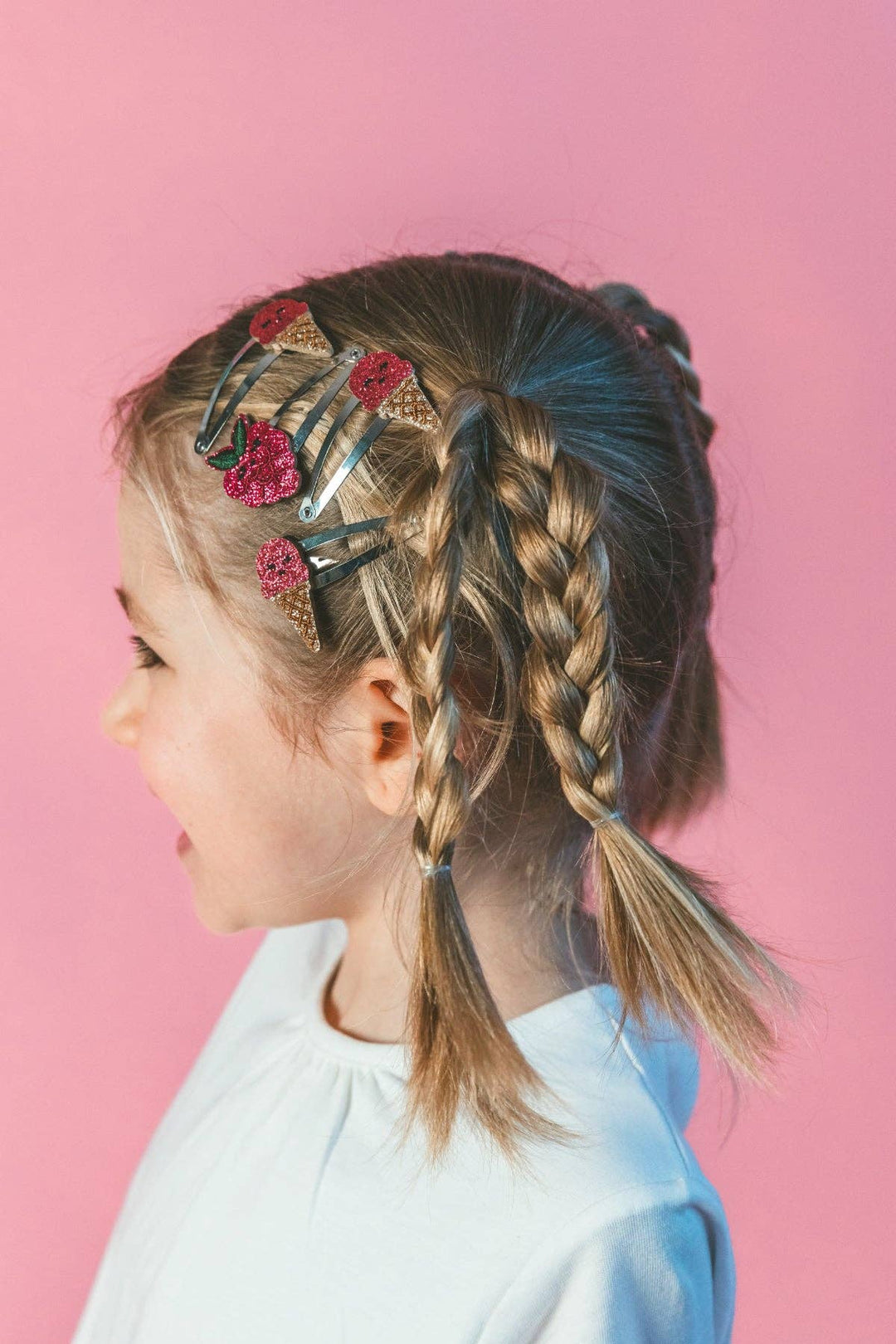 Luciole et Petit Pois Raspberry Ice Cream Hair Clips - Pair