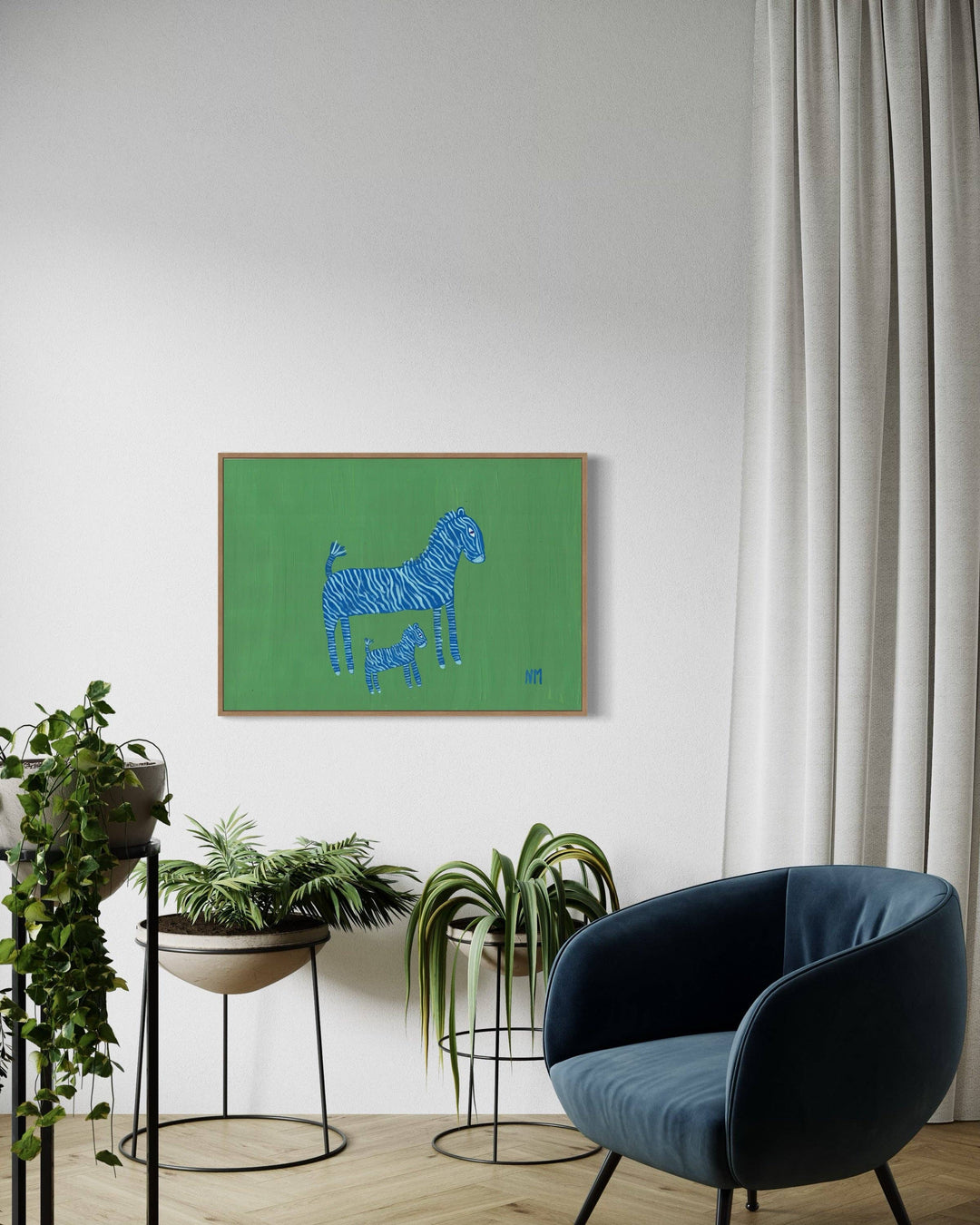 Nancy McKie Blue Zebra Print - A3
