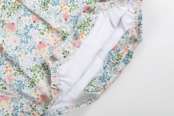 Ben & Lola Inger Floral Frill Smock Baby Sunsuit - Soft Blue