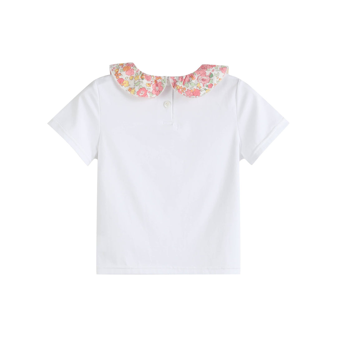 Ben & Lola Edith Floral Short Sleeve Collar Top - Pink