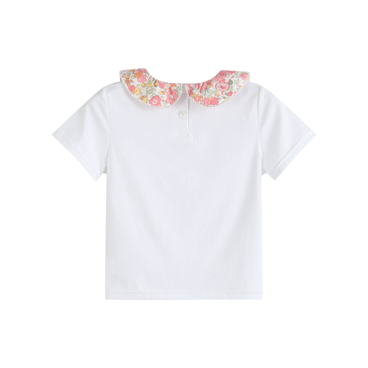 Ben & Lola Edith Floral Short Sleeve Collar Top - Pink