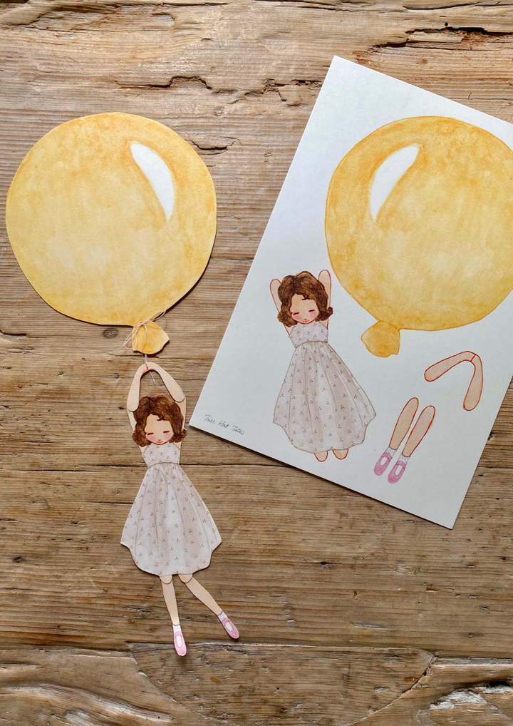 Tall Hat Tales Girl Balloon - Yellow