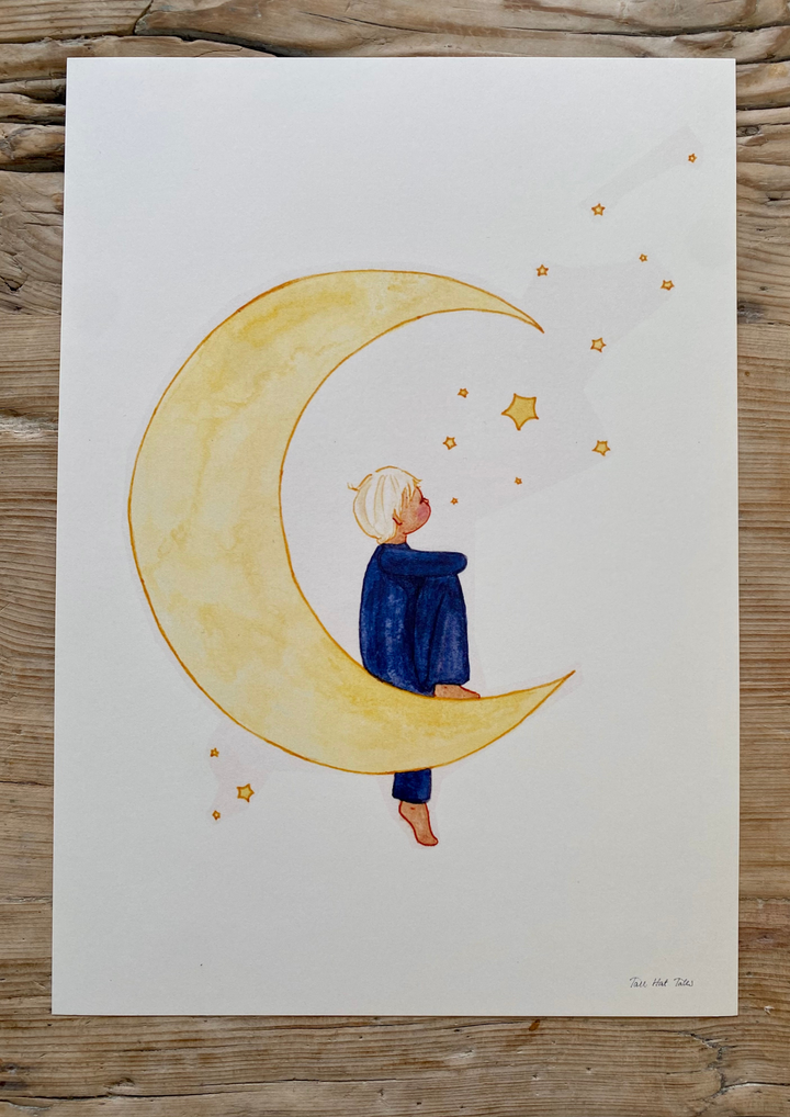 Tall Hat Tales Moon Child Print - A4