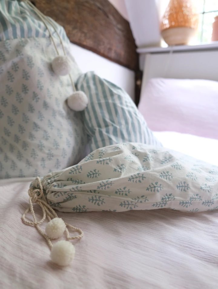 Fiona Walker England Drawstring Storage Pom Pom Bag - Blue