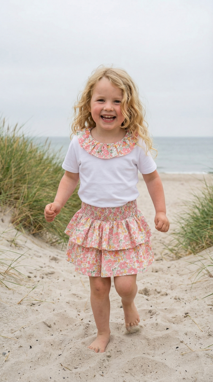 Ben & Lola Edith Floral Short Sleeve Collar Top - Pink