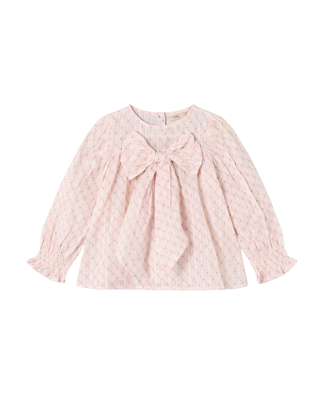 Fliink Zorro LS Bow Blouse – Chalk Pink Check