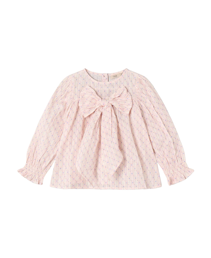 Fliink Zorro LS Bow Blouse – Chalk Pink Check