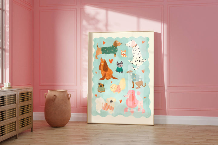 Kate Fox Design Blue Puppy Love Print - A3