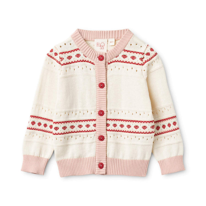 Flöss Lelou Cardigan - Soft White/Berry Stripe