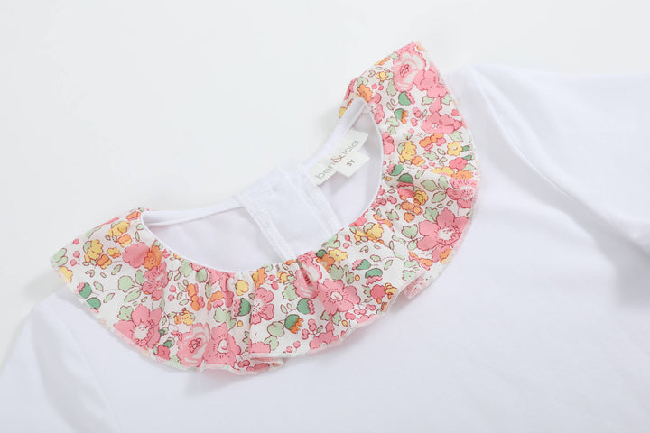 Ben & Lola Edith Floral Short Sleeve Collar Top - Pink