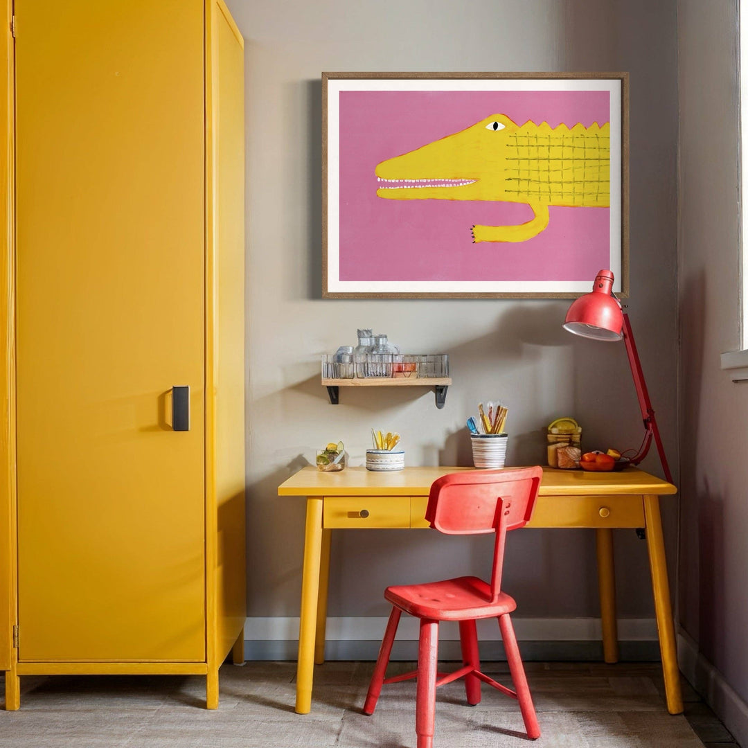 Nancy McKie Yellow Crocodile Print - A3