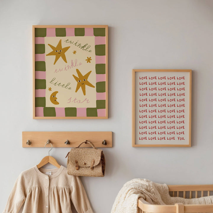 Lune Club Twinkle Little Star Print Pink - A3